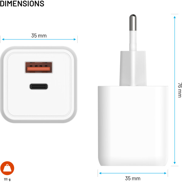 FIXED Mini GaN nabíječka s USB-C/USB-A (45W) PD bílá - Nabíječky - Obrázek cfb4a58facb5432db4d9dec31c8a7b41
