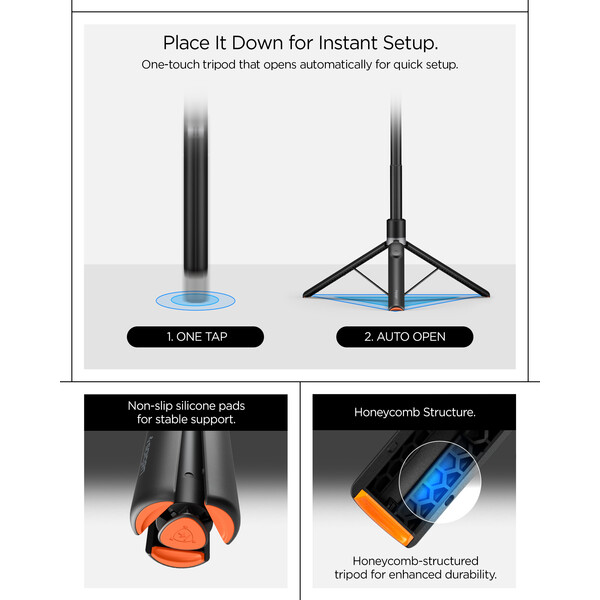 Spigen MagSafe Tripod Selfie tyč černá - Držáky - Obrázek cfd4e9a7bc4a44c891582d53250915ed