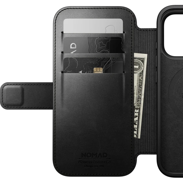 Nomad Modern Leather Folio (Horween) MagSafe kožené pouzdro iPhone 18 Pro Black - Pouzdra - Obrázek cfe055851aea4938aaf24416ec924918