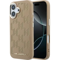 Karl Lagerfeld PU Perforated Monogram MagSafe kryt iPhone 17 béžový - Pouzdra