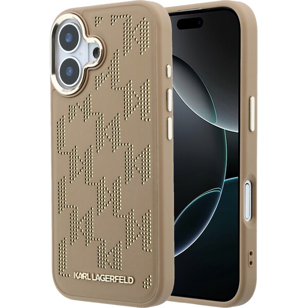 Karl Lagerfeld PU Perforated Monogram MagSafe kryt iPhone 17 béžový