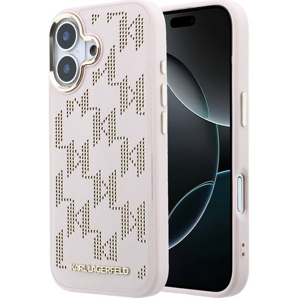 Karl Lagerfeld PU Perforated Monogram MagSafe kryt iPhone 17 růžový