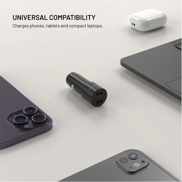 FIXED autonabíječka s 2xUSB-C výstupem, podpora PD 3.0, 65W, černá - Nabíječky - Obrázek d05a149a27f049f3b30638aad0311bd2