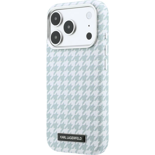 Karl Lagerfeld PU Houndstooth Resin Plate MagSafe kryt iPhone 17 Pro modrý - Pouzdra - Obrázek d08be296ec134122b6d2f304e38014f9