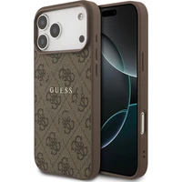 Guess PU Leather 4G Colored Ring MagSafe Zadní Kryt pro iPhone 17 Pro Max hnědý - Pouzdra