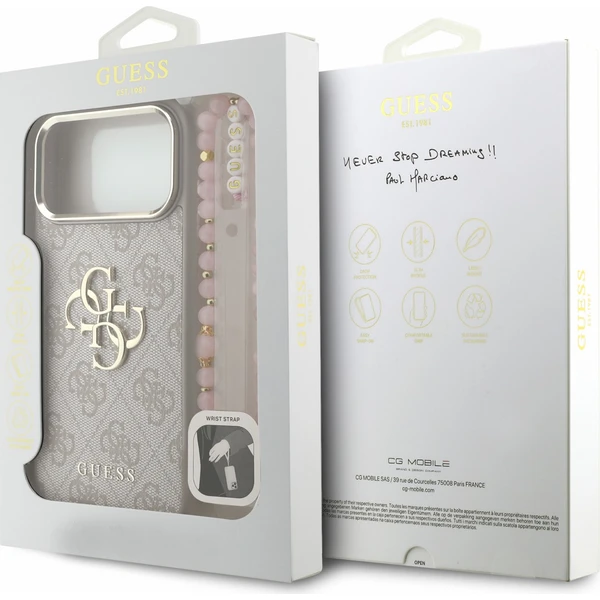 Guess PU 4G Metal Logo Strap kryt iPhone 18 Pro Max růžový - Pouzdra - Obrázek d10b66ff98f94750a25a6fa89e359988