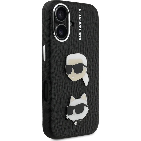 Karl Lagerfeld Grained PU K&CH Heads kryt iPhone 16 černý - Pouzdra - Obrázek d11ec34b2ced4f819149d676ebfe6792