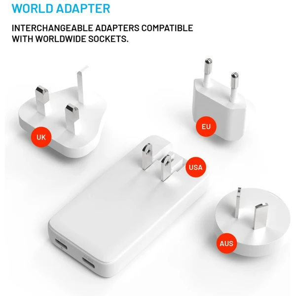 FIXED Slim Traveller GaN cestovní nabíječka s 2x USB-C a adaptéry (45W) bílá - Nabíječky - Obrázek d1399e57efdc4771bfe17fd51a01a4db