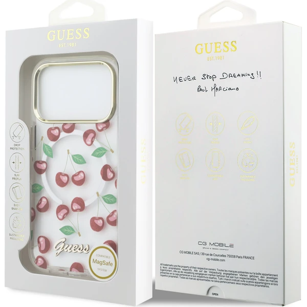 Guess IML Glitter Cherry MagSafe kryt iPhone 17 Pro - Pouzdra - Obrázek d19d534bd1634e0690d813618f35f8a3