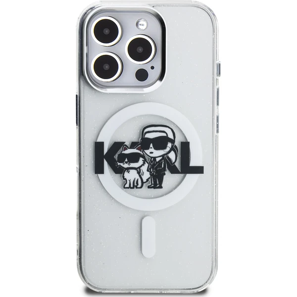 Karl Lagerfeld IML Glitter Karl and Choupette Sketch MagSafe kryt iPhone 16 Pro čirý - Pouzdra - Obrázek d231fc59b12546efa278a46293c3e375