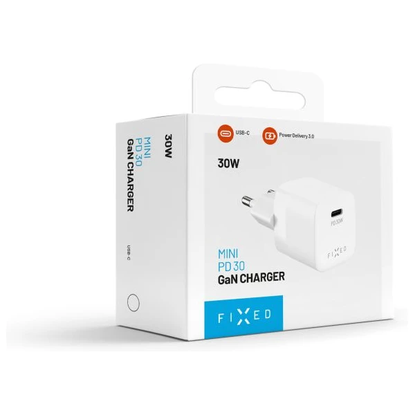 FIXED Mini GaN nabíječka s USB-C a PD, 30W, bílá - Nabíječky - Obrázek d25d34a625664251b24fd414a9bb0270