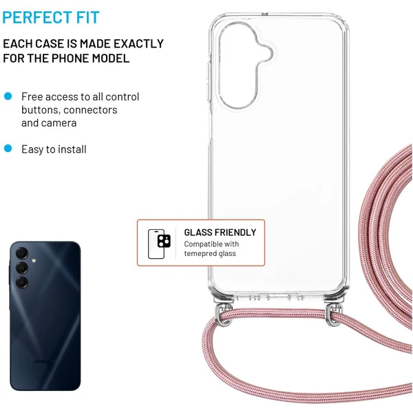 FIXED Pure Neck kryt s růžovou šňůrkou na krk pro Samsung Galaxy A26 5G - Pouzdra - Obrázek d25f582298304644b5445052f9126832