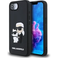 Karl Lagerfeld 3D Rubber Karl and Choupette kryt iPhone 17e/16e černý - Pouzdra
