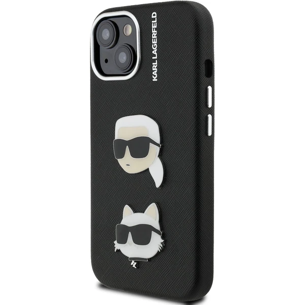 Karl Lagerfeld Grained PU K&CH Heads kryt iPhone 15 černý - Pouzdra - Obrázek d28b84855bc74be88fdfd811dbd44d91