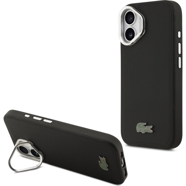 Lacoste Iconic Petit Pique Camera Stand MagSafe kryt iPhone 17 černý