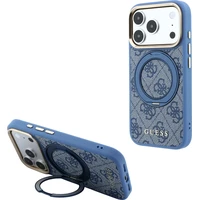 Guess PU 4G Ring Stand MagSafe kryt iPhone 18 Pro modrý - Pouzdra