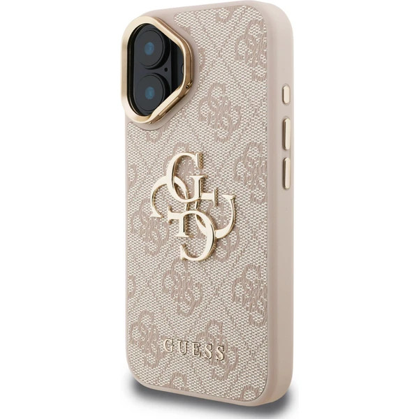 Guess PU 4G Metal Logo Stand Camera Frame kryt iPhone 16 růžový - Pouzdra - Obrázek d2e5349ea18847d3b514f46c523712c1