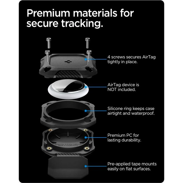 Spigen Tough Armor IP67 voděodolné pouzdro pro Apple AirTag black (4 ks) - Pouzdra - Obrázek d31b552643024269a10856eb79cac96e
