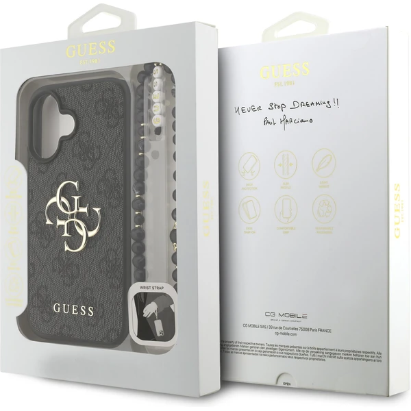 Guess PU 4G Metal Logo Strap kryt iPhone 16 černý - Pouzdra - Obrázek d383dec6d0fe4a9497b45503adb23578
