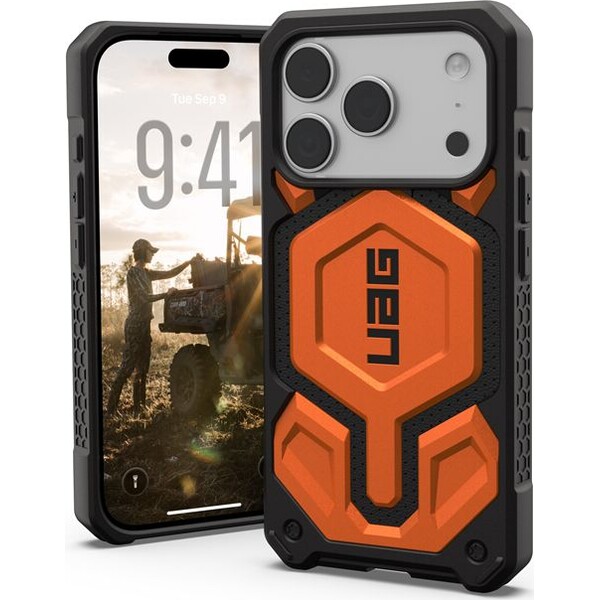 UAG Monarch Pro MagSafe Kevlar kryt iPhone 17 Pro oranžový