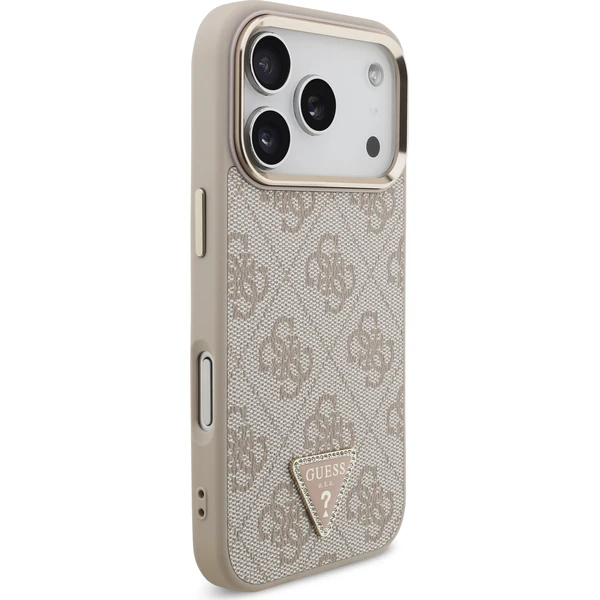 Guess PU Leather 4G Strass Triangle Logo Gold Frame MagSafe kryt iPhone 18 Pro růžový - Pouzdra - Obrázek d3cbba23f2a747f5bbb1cbe92b633545