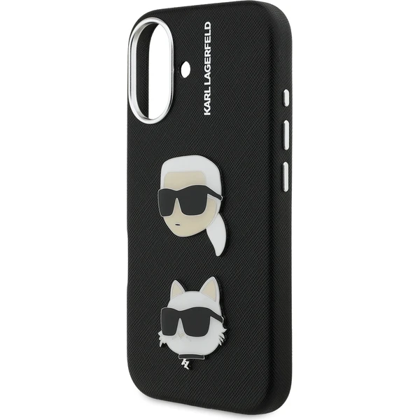 Karl Lagerfeld Grained PU K&CH Heads kryt iPhone 16 černý - Pouzdra - Obrázek d414c28dfa6648b6bdce9a98301460b7