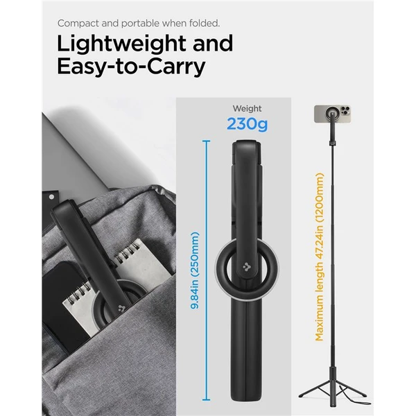 Spigen MagSafe Tripod Selfie Stick (longer version) černá - Držáky - Obrázek d425ccb3333740eabe056ec8ba2facd9