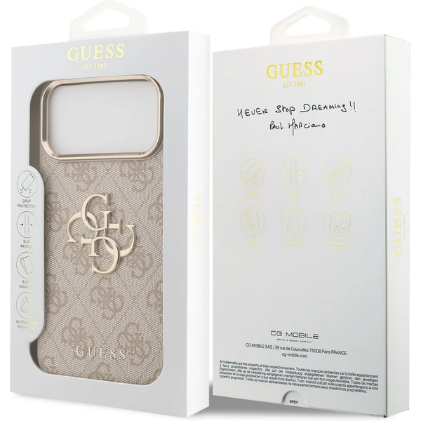Guess PU Leather 4G Metal Logo Gold Frame MagSafe kryt iPhone 17 Pro Max růžový - Pouzdra - Obrázek d52ce640b1e447a98f647968ea7e381e