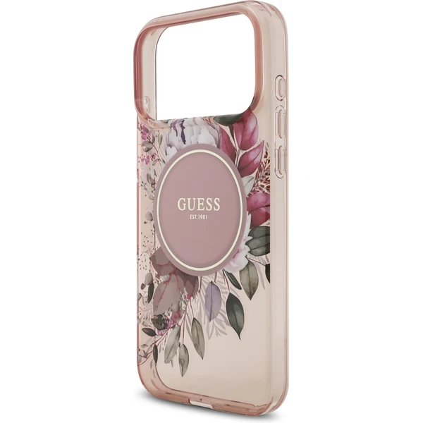 Guess IML Flowers Strap MagSafe kryt iPhone 17 Pro Max růžový - Pouzdra - Obrázek d58f7d96907a485ba45b4ed326e5bbca