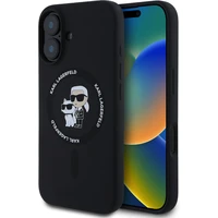 Karl Lagerfeld Liquid Silicone Karl and Choupette MagSafe kryt iPhone 16 černý - Pouzdra