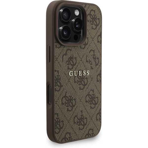 Guess PU Leather 4G Colored Ring Strap MagSafe kryt iPhone 16 Pro hnědý - Pouzdra - Obrázek d61240fe78a342f6b85bbecc972acf40