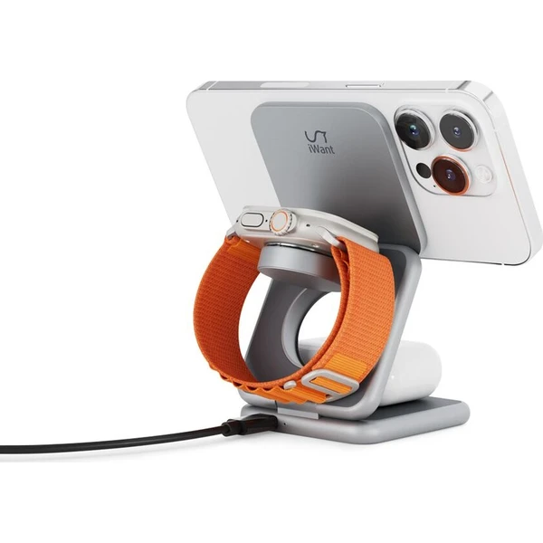 iWant Mag+ Foldable 3v1 bezdrátová MagSafe nabíječka vesmírně šedá - Nabíječky - Obrázek d6599cc48ed64e62ae4e8b3dde22b8ac