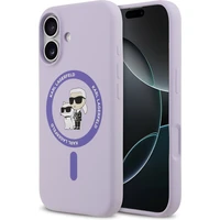 Karl Lagerfeld Liquid Silicone Karl and Choupette MagSafe kryt iPhone 17 fialový - Pouzdra