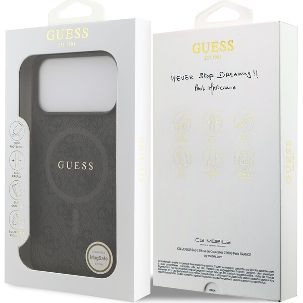 Guess PU Leather 4G Colored Ring MagSafe Zadní Kryt pro iPhone 17 Pro Max černý - Pouzdra - Obrázek d6e1153f5e3e4f289feb489aea4269e9