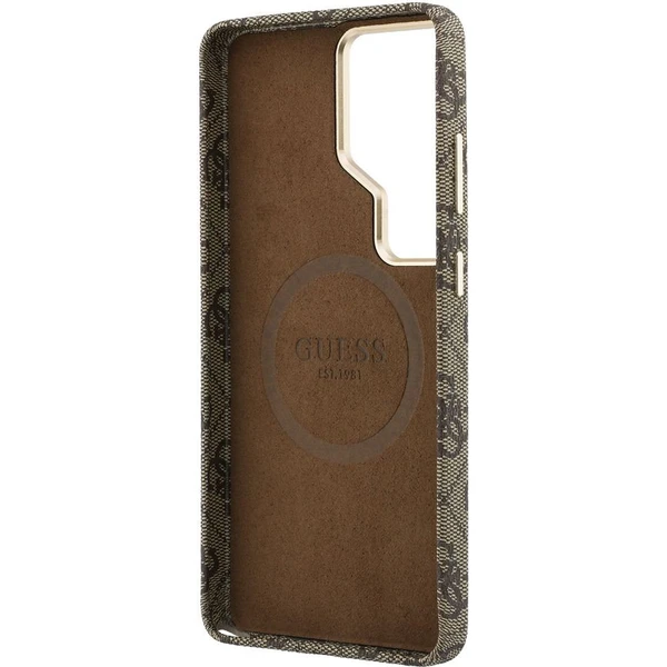 Guess PU 4G Script Metal Logo Magnetic kryt Samsung Galaxy S26 Ultra hnědý - Pouzdra - Obrázek d6e3d847fc884b47be0c3a348be82945