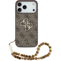Guess PU 4G Metal Logo Strap kryt iPhone 17 Pro Max hnědý - Pouzdra