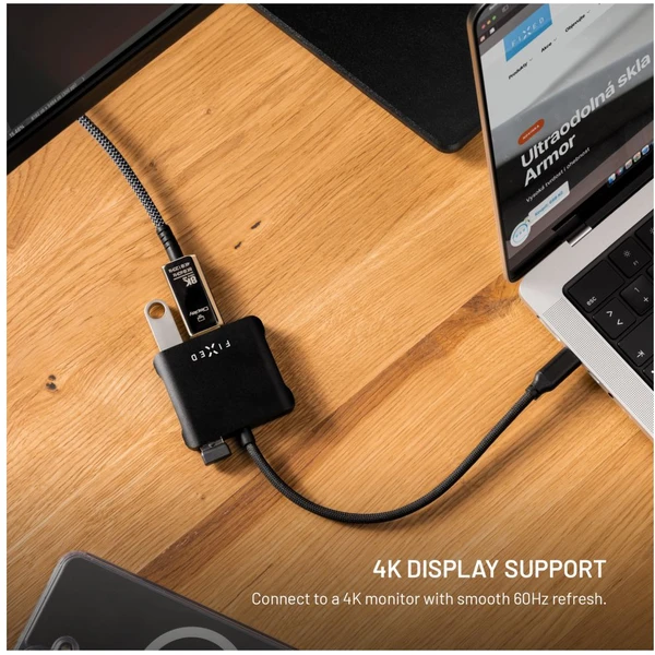 FIXED HUB Quadri hliníkový USB-C hub pro notebooky, 140W, PD 3.1, vesmírně černý - USB huby - Obrázek d70021ddfbd945c4851f847f4b2a9269