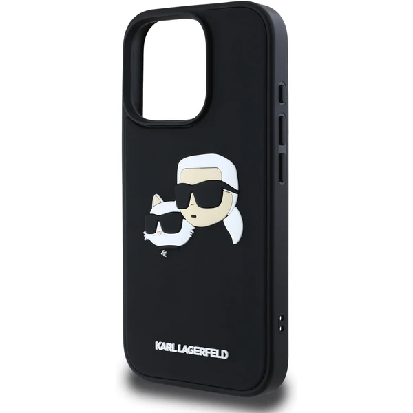 Karl Lagerfeld 3D Rubber Double Heads kryt iPhone 16 Pro černý - Pouzdra - Obrázek d796c291f1e840d09ad0e45a52690f68