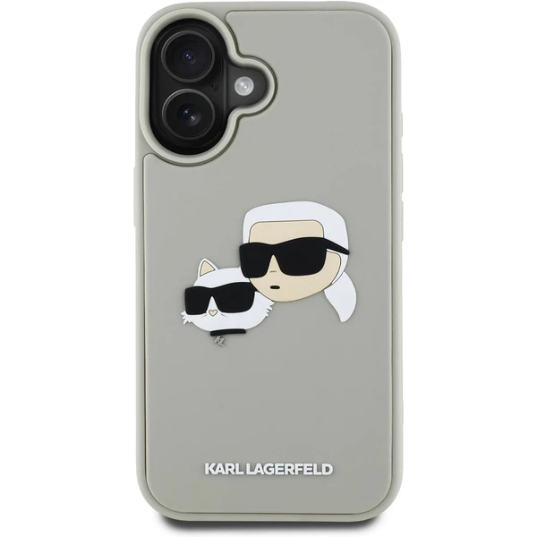 Karl Lagerfeld 3D Rubber Double Heads kryt iPhone 16 béžový - Pouzdra - Obrázek d7aad488f1b942f7a856dc3d2598196f