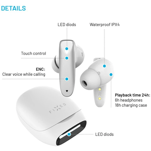 FIXED Game Pods TWS herní sluchátka (kompatibilní s PS5/PS4/Nintendo Switch 1) bílá - Sluchátka - Obrázek d7ecd28ebbc5484e90aa07cdc8fbe08e