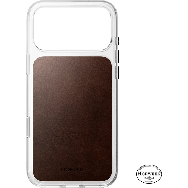 Nomad Clear Leather (Horween) MagSafe kryt iPhone 18 Pro Max Rustic Brown - Pouzdra - Obrázek d820471f19a74176879d30df1c9f7151
