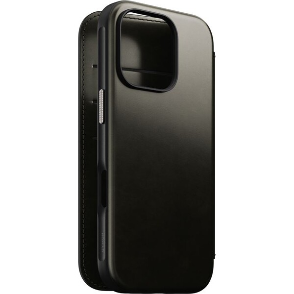 Nomad Modern Leather Folio MagSafe pouzdro iPhone 16 Pro zelené chromované