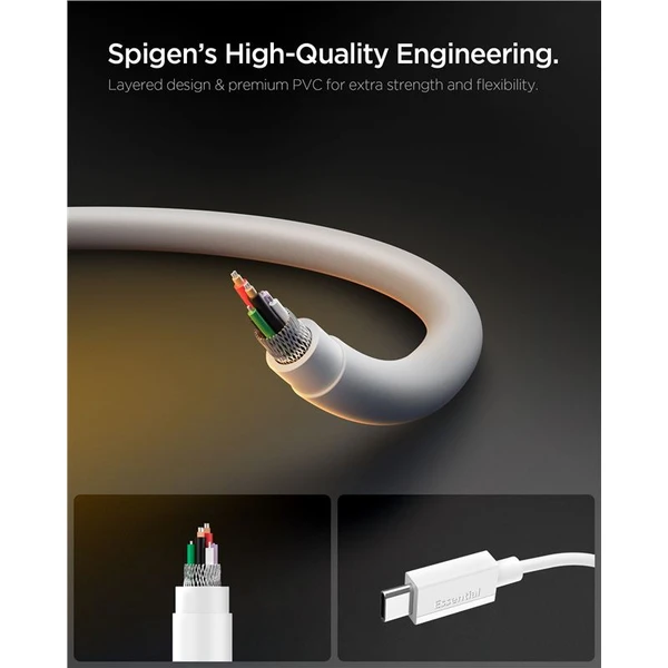 Spigen Essential USB-C/USB-C napájecí kabel 60W 2m bílý - Kabely a redukce - Obrázek d8953b245a99457a9467567754e57822