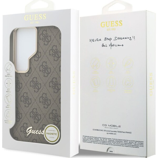 Guess PU 4G Script Metal Logo Magnetic kryt Samsung Galaxy S26 Ultra hnědý - Pouzdra - Obrázek d8d08a84c2ac4515bf2699a5ae4b07b3