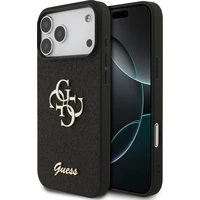 Guess PU Fixed Glitter 4G Metal Logo kryt iPhone 17 Pro Max černý - Pouzdra