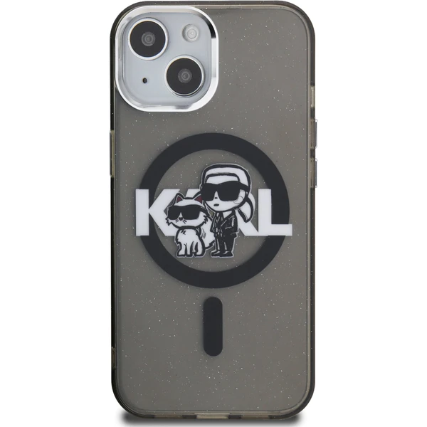 Karl Lagerfeld IML Glitter Karl and Choupette Sketch MagSafe kryt iPhone 15 černý - Pouzdra - Obrázek d91cff61852541f1bd7f90cad9e779f4