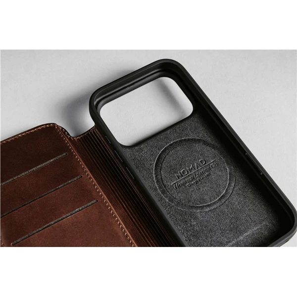Nomad Modern Leather Folio (Horween) MagSafe kožené pouzdro iPhone 17 Pro Rustic Brown - Pouzdra - Obrázek d921b4c4ed4a4be9986ffb0efa83a2c4