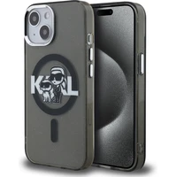 Karl Lagerfeld IML Glitter Karl and Choupette Sketch MagSafe kryt iPhone 15 černý - Pouzdra