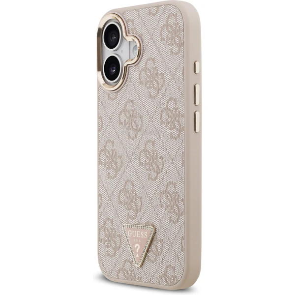 Guess PU Leather 4G Triangle Logo Gold Frame MagSafe kryt iPhone 17 růžový - Pouzdra - Obrázek d97fc5518106464c9a782acca84a7f8b