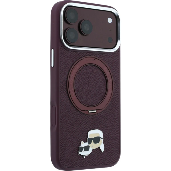 Karl Lagerfeld PU Grained K&CH Heads Ring Stand Magsafe kryt iPhone 18 Pro vínový - Pouzdra - Obrázek d9a9e5c524af48a58b17feb5165ef36b